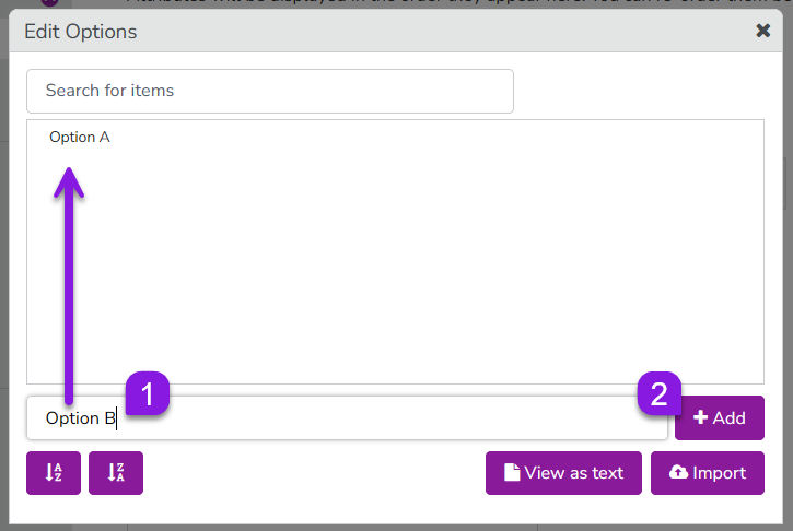 Add List Option Add List Option