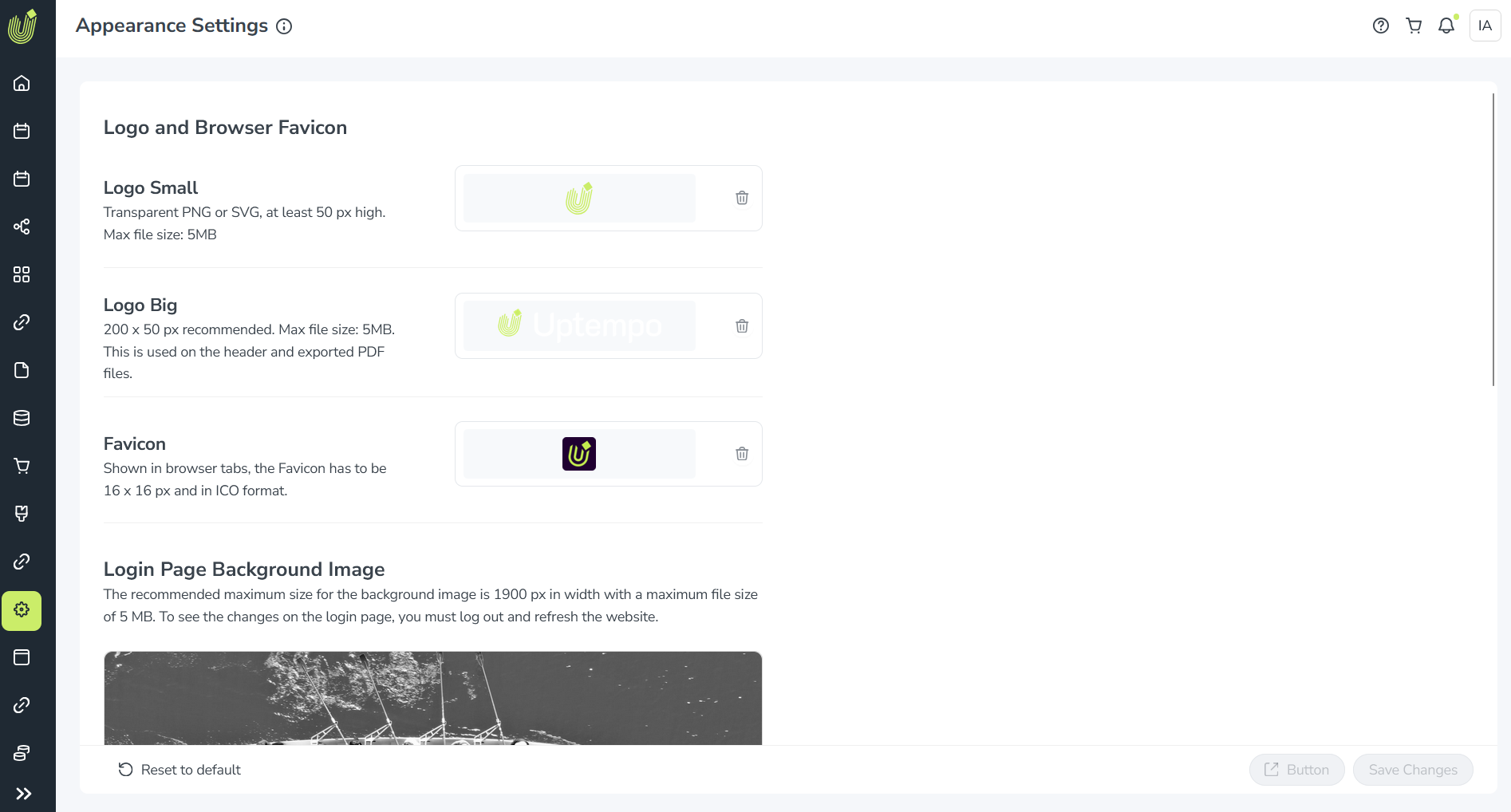 Admin appearance settings Admin appearance settings