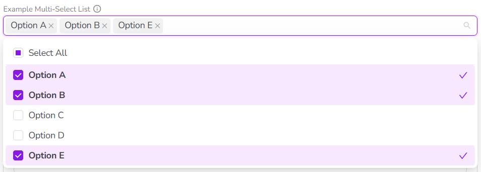 Attribute Type Example Multi Select