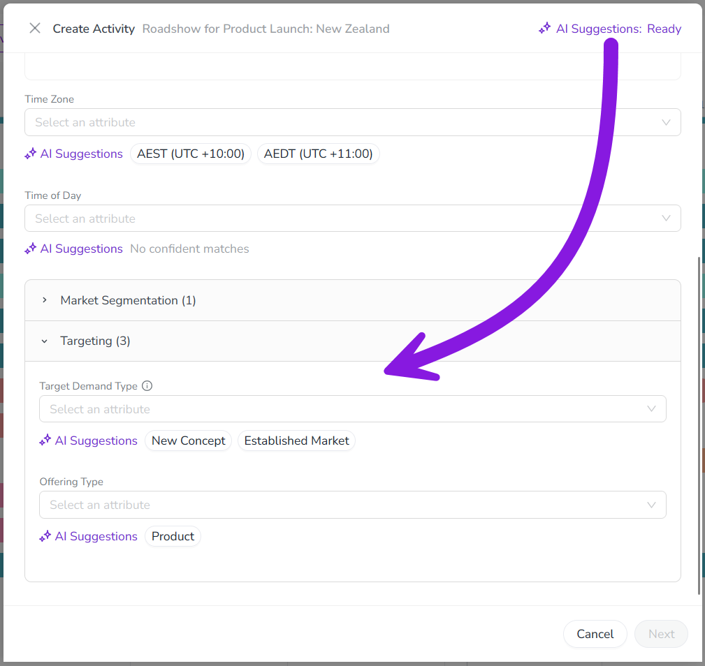 Create activity ai suggestions Create activity ai suggestions