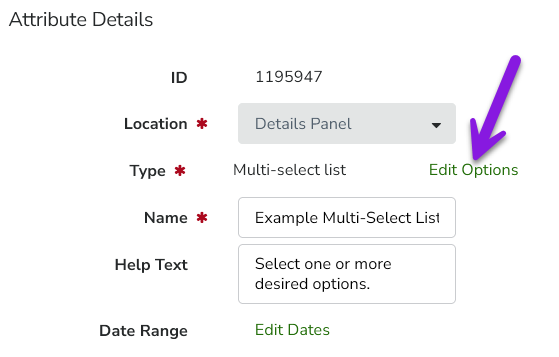 Configure attribute list options | Uptempo Documentation