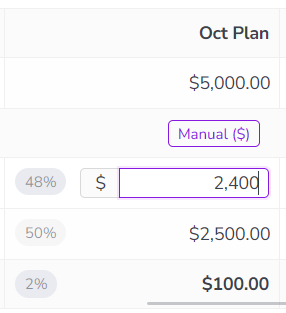 Edit manual allocation amount
