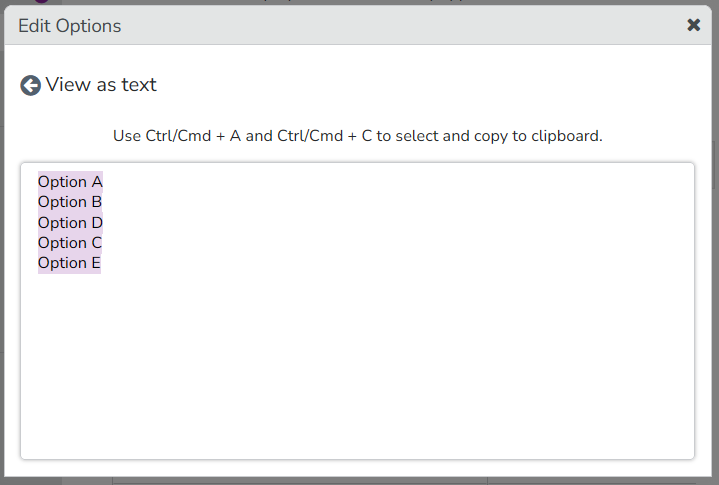 Export List Options Export List Options