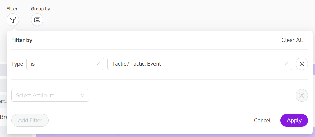 Filter Type Is Selected