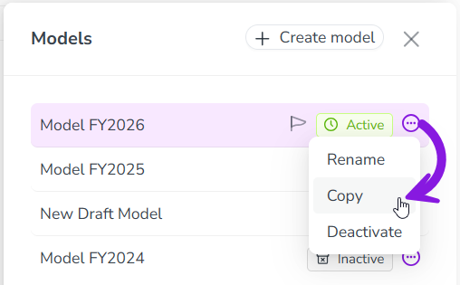 Impact modeler copy model
