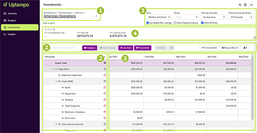 Investment tab