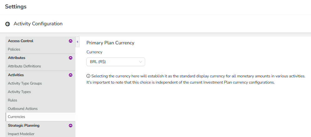 Primary Plan Currency