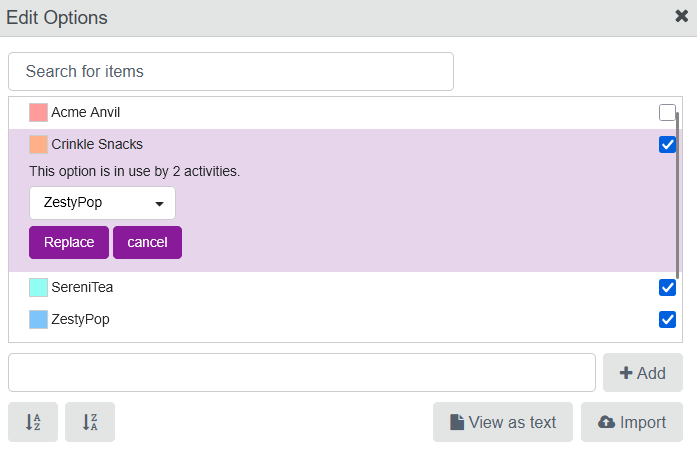 Replace List Option Mandatory Replace List Option Mandatory