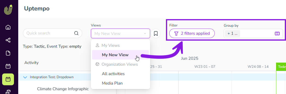 Saved views example