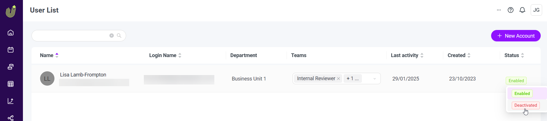 User list status