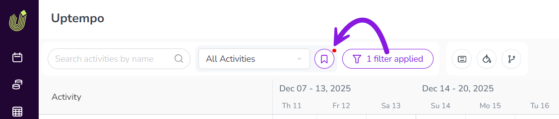 View Options Active